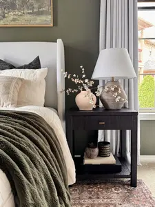 Gia Raffia Wrapped Solid Wood Nightstand