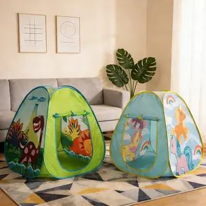 Foldable Storage Kids Play Tent with Dinosaur and Unicorn Prints, breathable for indoor and outdoor use, an ideal gift for children.