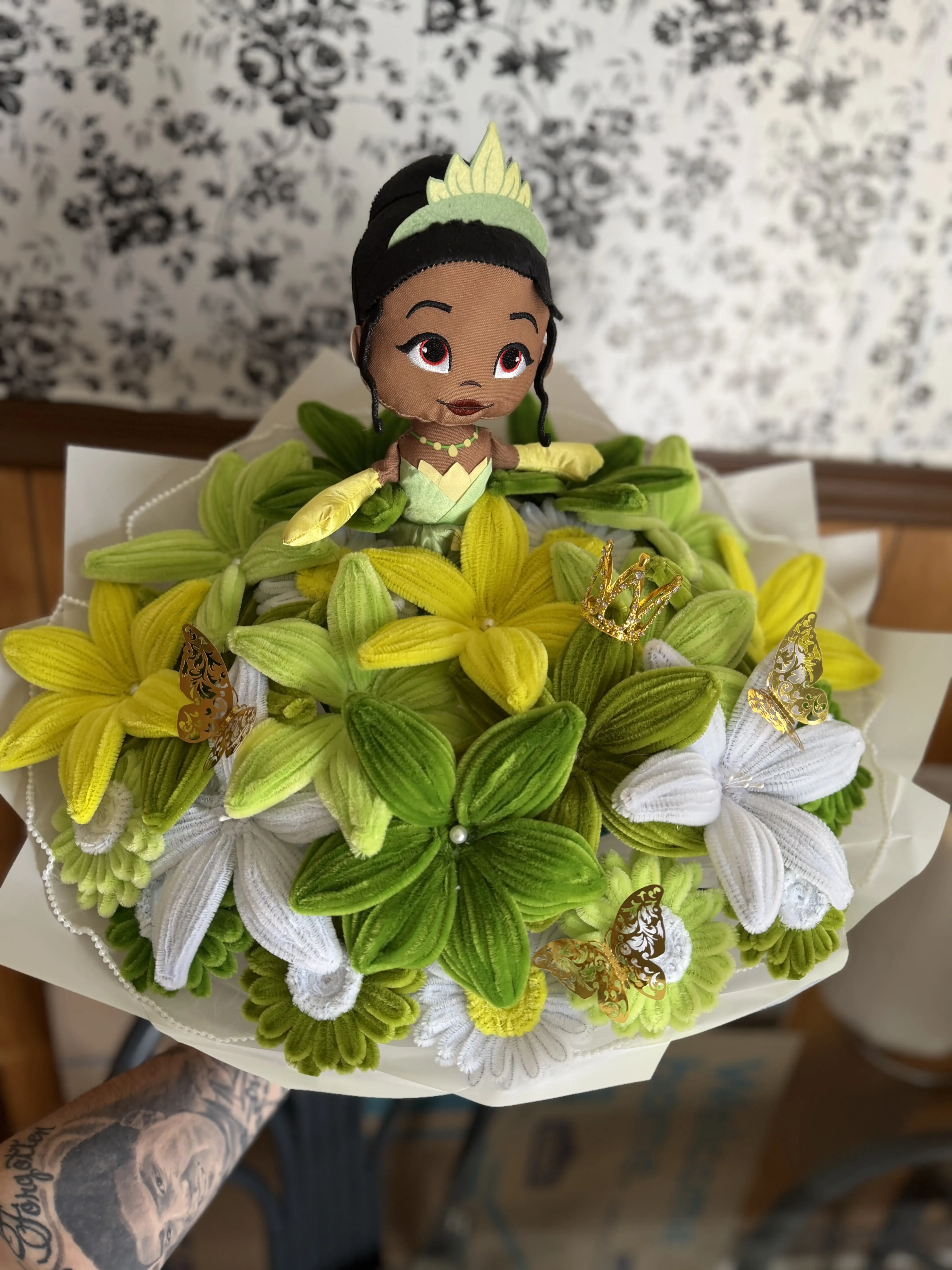 Princess & the Frog Themed Decorative Flower Bouquet, Home Decor Accent for Living Spaces