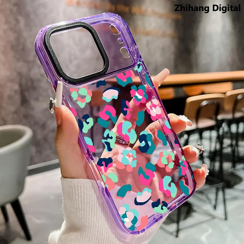Creative Colorful Leopard Print TPU Silicone Smartphone Case for iPhone 17 Pro Max,16 Plus,15,14,13,12,11 - Anti-Yellowing, Shockproof, Ultra-Thin, Durable Crystal Protection Cover | Mobile Phone Accessories