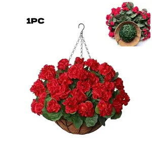 1-2 sets of hanging basket flower festival decorations, UV-resistant, resembling real artificial plants. Suitable for outdoor decoration in spring and summer. The realistic flowers, with colorful morning glories and eucalyptus for sun protection, are very