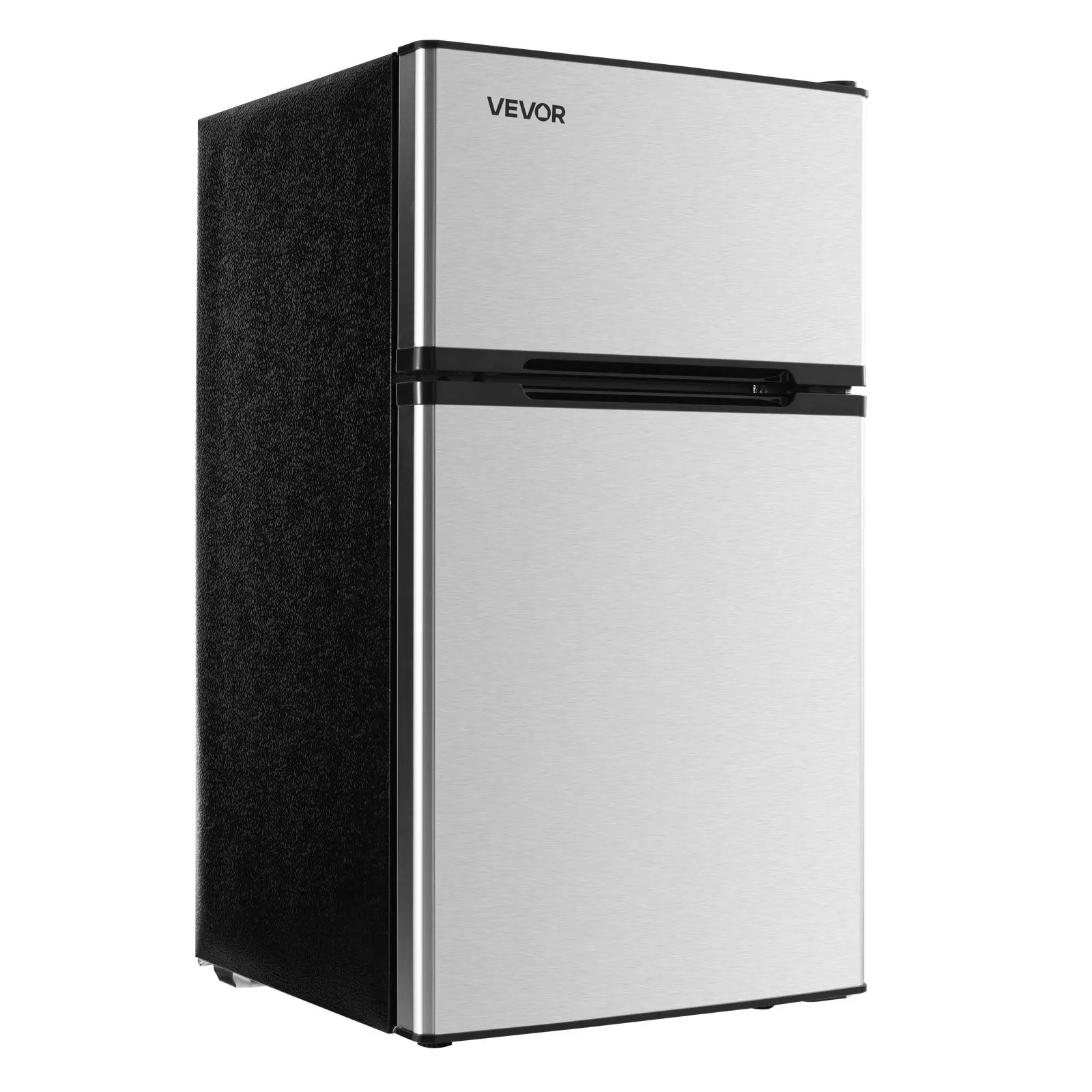 【Summerfinds】VEVOR Mini Fridge with Freezer, 3.2 Cu.Ft, Two Door Compact Refrigerator, Adjustable Temperature, Shelf, Energy Efficient Small Fridge, Reversible Door, Low Noise, for Bedroom, Dorm, Office, Stainless