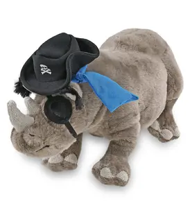 WILD COLLECTION PLUSH - 13" RHINO PIRATE DRESS UP