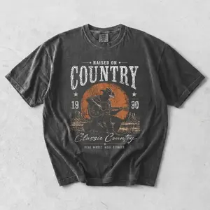 Comfort Colors Raised On Country Shirt, Retro Western Tee, 90s Country Music T-Shirt, Vintage Cowboy Graphic, Rustic Americana TShirt, Country Fan Gift