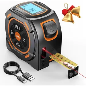 Laser Tape Measure 2-in-1, 197Ft Laser Distance Meter & 16Ft Digital Tape Measure, with LCD Display, Pythagorean Mode, Area/Volume Calculation, USB-C Rechargeable for Woodworking and Construction