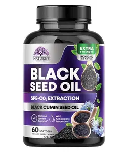 Black Seed Oil Capsules 1000mg with Thymoquinone - Pure Nigella Sativa for Skin Health & Immune Support, 100% Blackseed Oil, Amazing Extraction Above Cold Pressed Black Cumin Seed - 60 Softgels