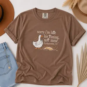 Comfort Colors Sorry I’m late Bible Verse T-Shirt , Ecclesiastes 31, Scripture Faith Tee , Jesus Religious , Christian Clipart, Goose Duck Tee Gift For Women, Cotton Fablic - TrendWear USA