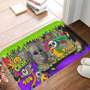 Graffiti Money Art Rug Colorful Dollar Bill Pop Art Print with Cash Icons and Skull Elements Soft Non‑Slip Washable Floor Mat for Living Room Office Lounge Game Room Gift and Studio Decor