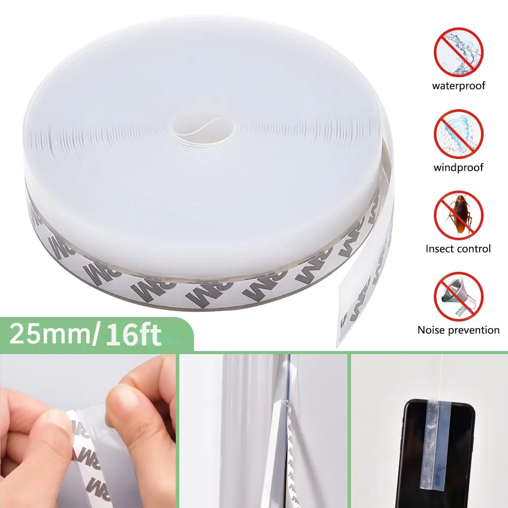 16 Feet Silicone Seal Strip, Door Weather Stripping Window Sealing Tape(Transparent, 25MM)