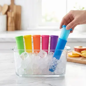 RAINFLOW 6 PCS Silicone Popsicle Molds - Reusable Popsicle Maker with Lids,Leak Proof Pop Tubes,Food Grade Silicone Freezer Molds for Homemade Ice Pops,Yogurt Tubes,Family Snacks