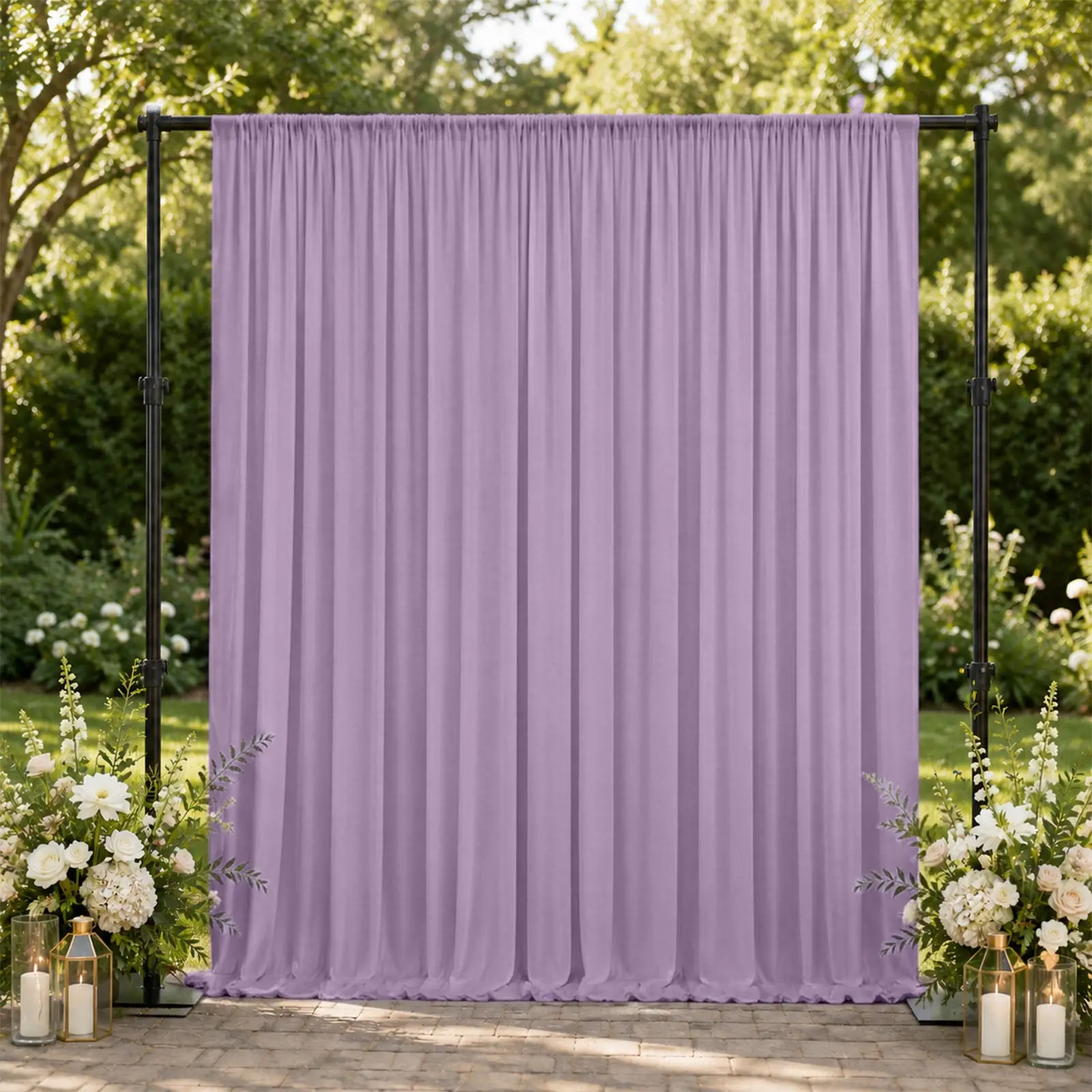 10ft x 10ft Lavender Lilac Spandex Backdrop Curtain, 4-Way Stretch Wrinkle-Free Photo Booth Backdrop Banners with Rod Pockets for Weddings & Events