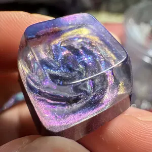 Purple Blue Galaxy Themed Artisan Keycap, Handmade DIY Custom Design, (Single Piece), Compatible with Mechanical Keyboards
