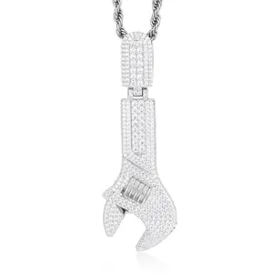 【#P810】Wrench Pendant UCCIYO Lab-Created Moissanite S925 Sterling Silver Moissanite Pendant Necklace For Women Men Hip Hop Jewelry Gift
