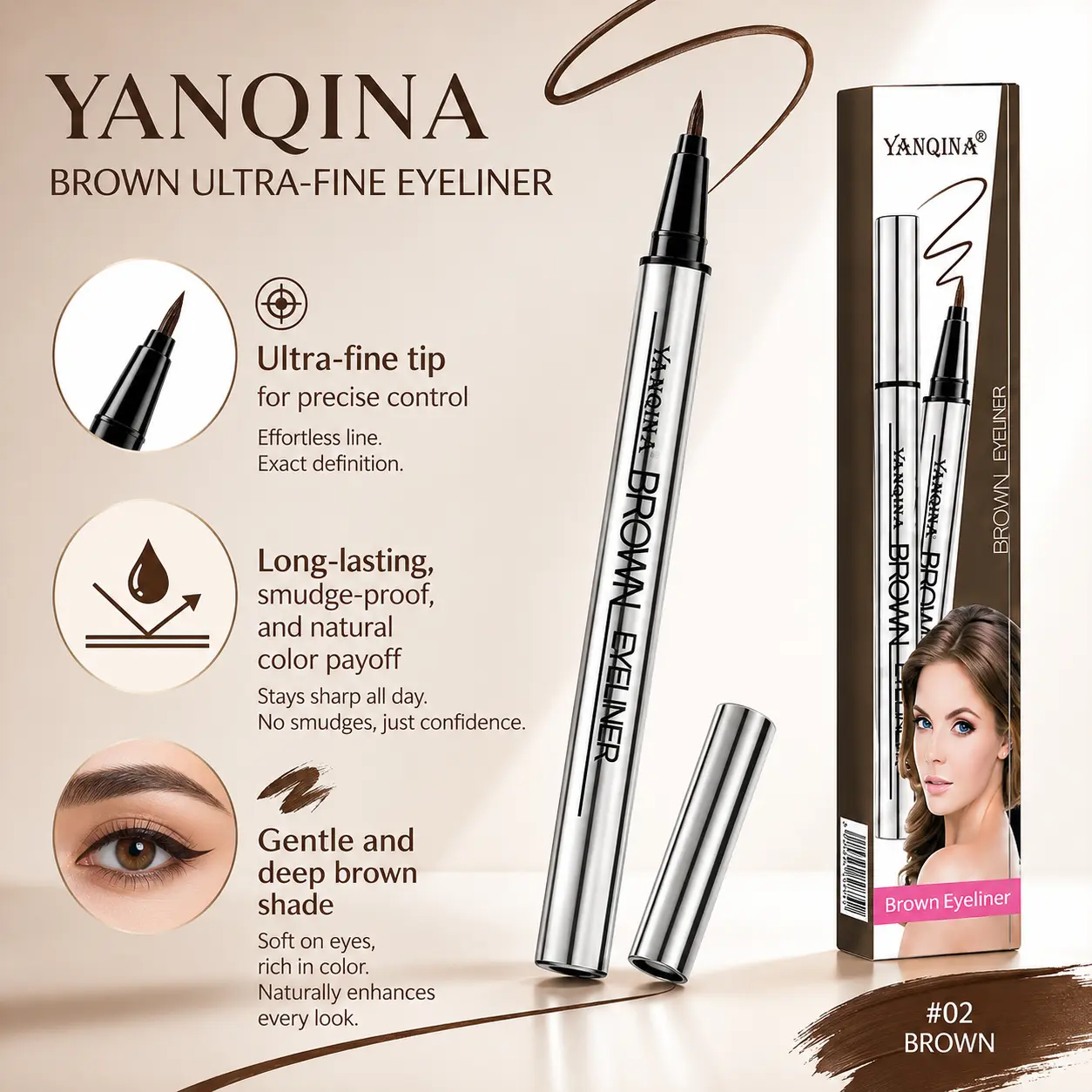 Eyeliner, Long LastingMatte Eyeliner Pen, Quick Drying Eyeliner Pen, Professional Daily Makeup Accessores | Gel Eyeliner Pencil, Quick-drying Eye Brown Crayon Matte Eyeliner Cream Eyeliner, Cat Eye MakeupStencil, Smoky Eyeshadow Palette Goth Halloween Kit