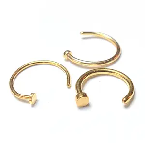 1pc Nose Ring Gold IP Surgical Steel Hoop 16g 18g 20g 22g, 5/16", 3/8", 8mm 10mm