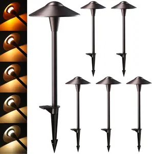 LEONLITE Update 5CCT Low Voltage Pathway Lights, LED Landscape Path Lights, 1800/2700/3000/4000/5000K, Oil Rubbed Bronze Aluminum, Pack of 6