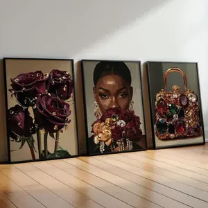 Rich Black Woman Wall Art Set of 3, Black Woman Art, Motivational Wall Art, Wall Art Living Room, Black Girl Decor