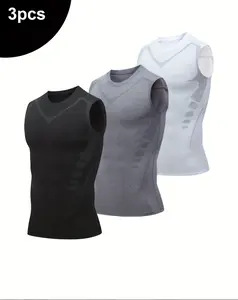 Men's 3Pcs High-Performance Compression Tank Tops Ultra-Compressive Moisture-Wicking Breathable Quick-Drying Base Layer for High-Intensity Workouts Basketball Training
