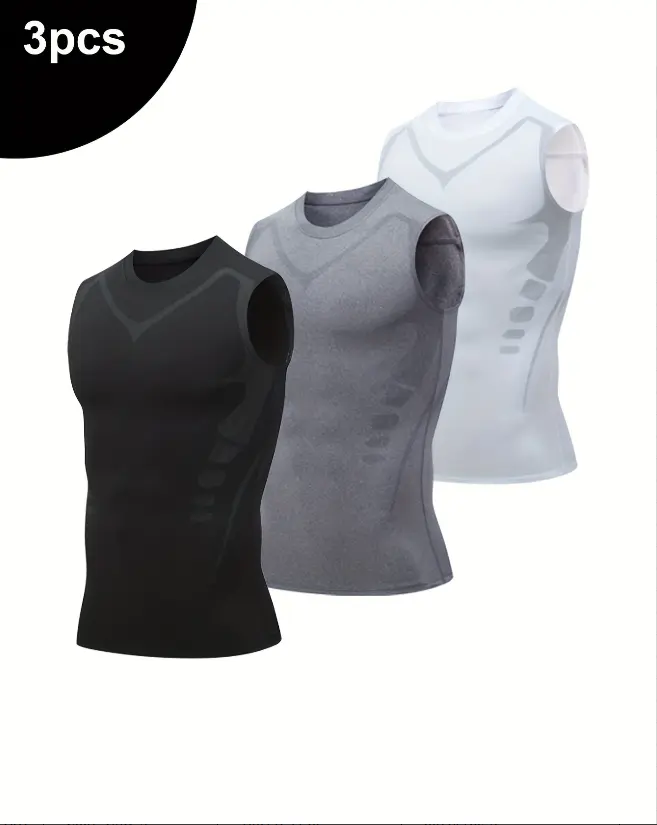 Men's 3Pcs High-Performance Compression Tank Tops Ultra-Compressive Moisture-Wicking Breathable Quick-Drying Base Layer for High-Intensity Workouts Basketball Training