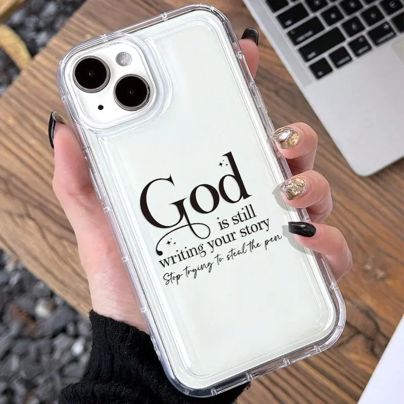 Fashion Letter Pattern Clear Phone Case, Anti-drop Cellphone Protective Case, Shockproof Mobile Phone Cover for iPhone Series Accessories