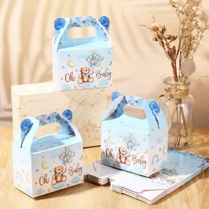 20-Pack Blue Teddy Bear Theme Gift Boxes, Cartoon Paper Candy Storage, Baby Gender Reveal Party Favor Box, Kids Birthday Party Packaging