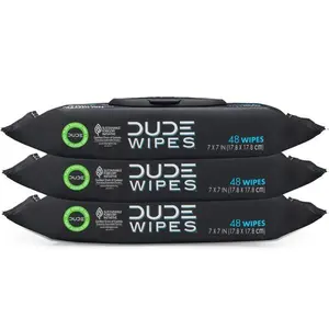 DUDE Disposable Wet Wipes - 4 Total Cases, 3 Packs per Case, 48 Sheets per Pack Travel Wipes