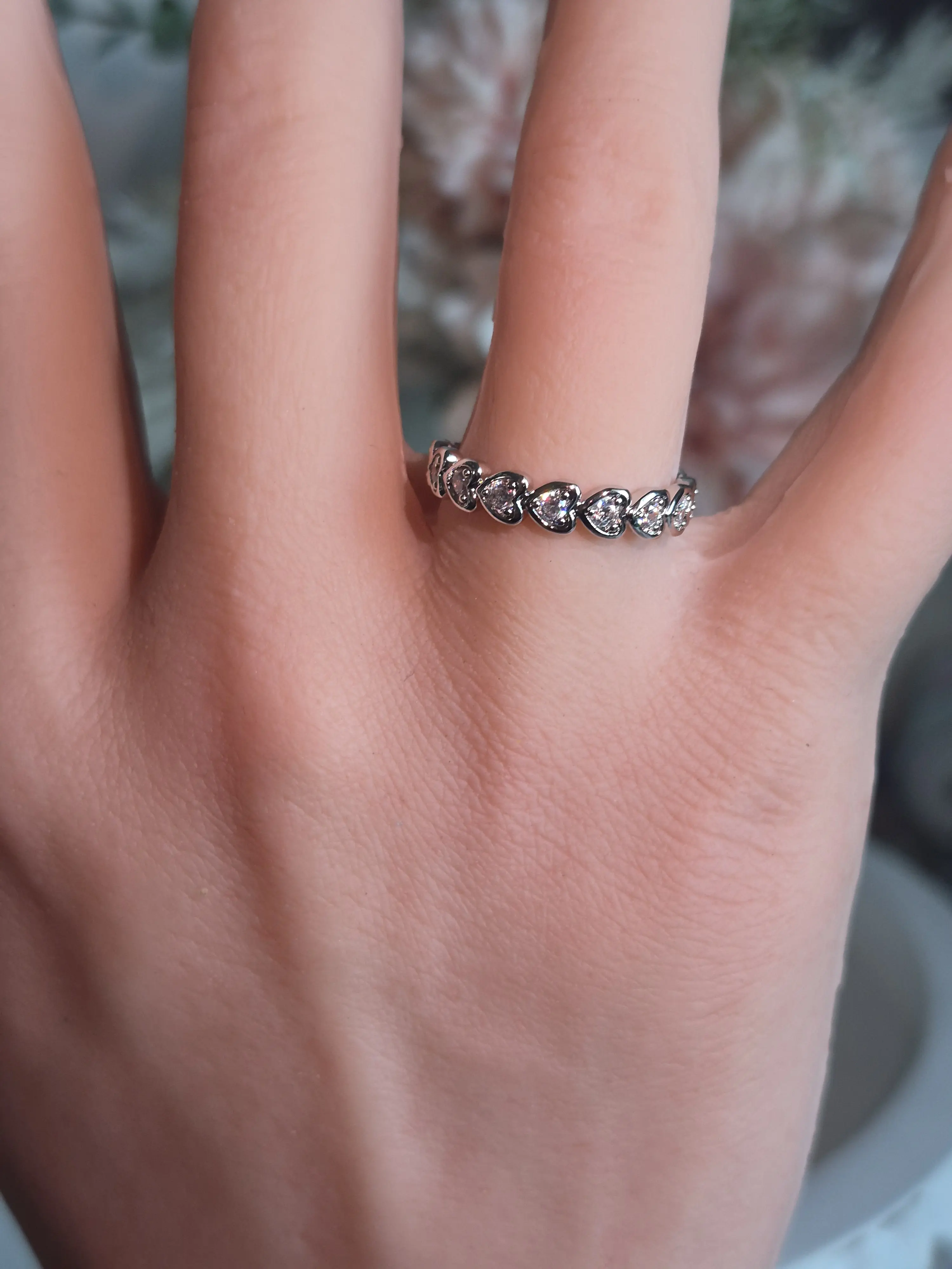 Silver Plated Heart CZ Band Ring | Premium Quality | Women's Ring