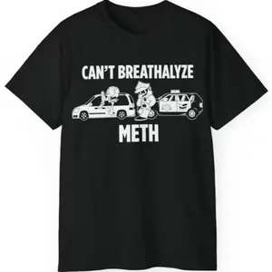 Unisex Printed Fitted Casual Short-Sleeve Cotton T-Shirt - Breathalyze Design, Black/Maroon Options (Note: Cannot Breathalyze Meth)