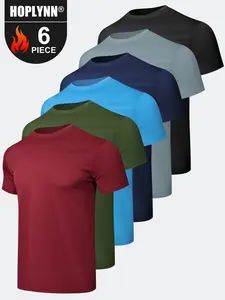 HOPLYNN 6 Pack  shirts  for Men Short Sleeve Athletic Active Tops Quick Dry Crew Neck  shirts for Running workout tops  gym outfits   gym fits workout clothes  men