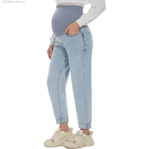 Women's Maternity Jeans Over Belly Comfy Stretch 28'' Boyfriend Jeans Loose Pregnancy Pants, S-XXLDD19MatteMaven