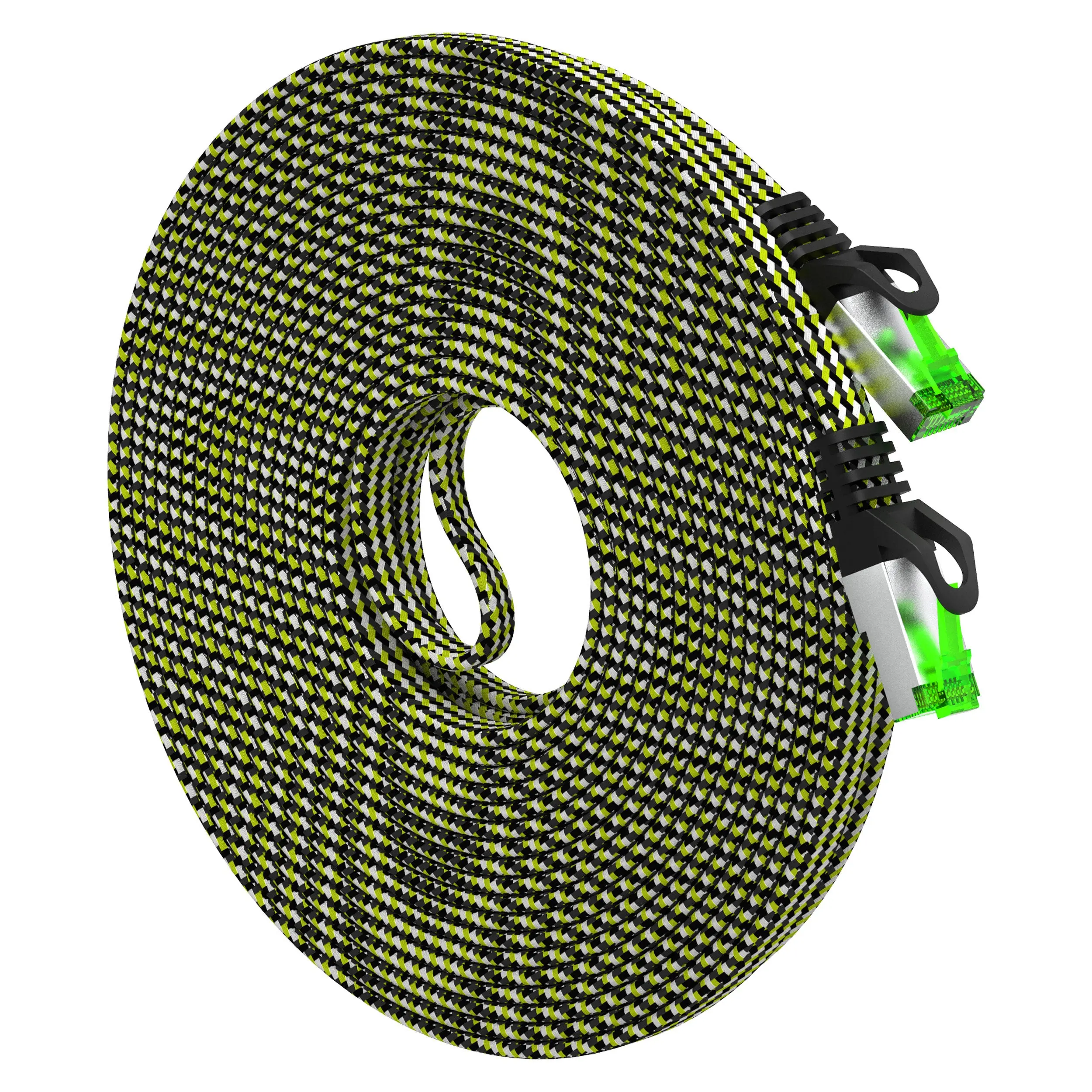 Cat7 Ethernet Cable 33 Feet - 32 AWG Flat Patch Cable - Nylon Braided Cat7 Ethernet Cable 33 Feet - 32 AWG Flat Patch Cable - Nylon Braided