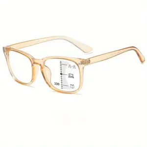 Fashion Multi-Focus Glasses with Spring Hinge - Durable TR Frame & Polycarbonate Lenses, Blue Light Blocking, Rectangular Design