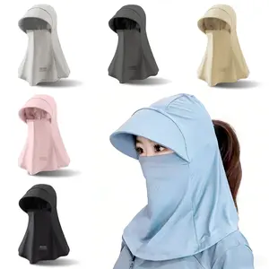 2 Pack Ice Silk Integrated Neck Protection Sun Hat, UPF 50+ Breathable Sun Hat with Ponytail Opening, Women’s Outdoor Sun Hat for Hiking & Cycling