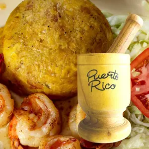 Medium Size Puerto Rico Wooden Motar & Pestler - Souvenirs Tamano Mediano Puerto Rico Pilón de Madera