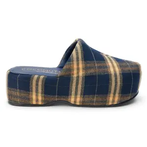 COCONUTS by Matisse Womens Bella Plaid Platform Mule Clogs Casual - Blue