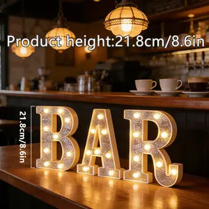 3-Piece Glowing Letter Light Bars, Battery-Powered LED Letters for Home Bar, Party Decor, Birthday, Wedding, Christmas Lights