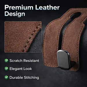 Car Seat Headrest Hooks – Leather Double Hooks for Bags, Purses & Backseat Storage