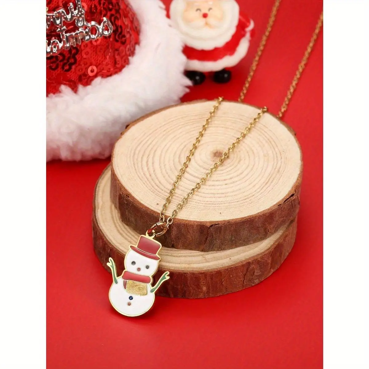 2-Piece Christmas Pendant Necklace Set, Unisex Cute Snowman & Snowflake Dripping Oil Charms on a Durable Stainless Steel Chain, Holiday Gift, Two Piece Set