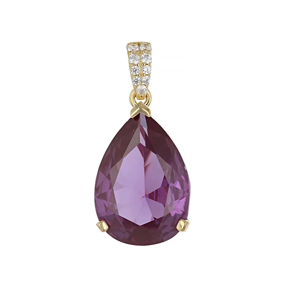 JTV Color Change Lab Created Sapphire 18k Yellow Gold Over Silver Pendant 11.33ctw