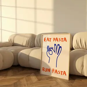 Eat Pasta Run Fasta | Funny Runner Wall Art | Pasta Lover Print | Quirky Kitchen Decor | Marathon Motivation Digital Download
