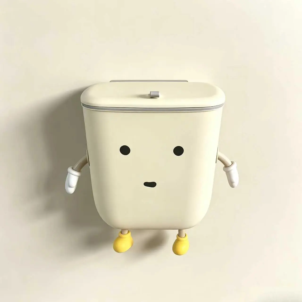 Space-Saving Hanging Kitchen Trash Can with Lid - Wall Mounted/Over Cabinet Door Garbage Bin, No Drilling, Easy Installation, Odor Blocking, Detachable for Cleaning, Ideal for Food Prep & Kitchen Organization