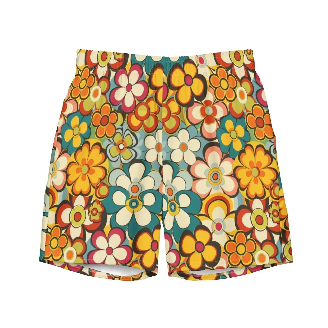 Baha Ranch Yeehaw Woodstock Retro Floral Men's Swim Trunks 5D7
