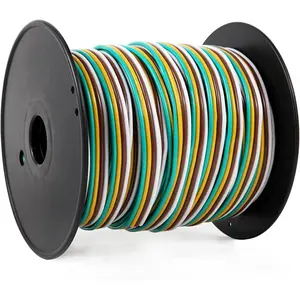 14 Gauge 100FT Trailer Wiring Harness, Heavy Duty 4-Wire Trailer Wiring Kit, Wishbond Color-Coded Waterproof 4 Way Trailer Wire Kit for Rewiring Boat, Trailer