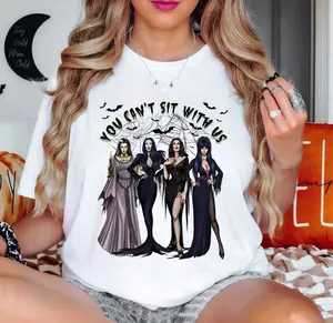 You Can't Sit With Us Halloween Witch Shirt, Coven Shirt, Witch Halloween Shirts, Spooky Season Shirt, Funny Halloween Shirt, Halloween Gift, Halloween Vibes Shirt, Thug Life Halloween, Vintage Trendy Casual Shirt For Halloween Party Top Womenswear