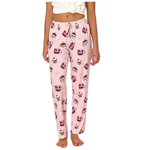 Cute Coffee Cupcake Pajama Pants Women, Sweet Dessert Print Lounge Bottoms, Comfy 4 Season Sleepwear, Casual Lightweight Sleep Pants, Breathable Soft PJs, Roomy Fit Nightwear for Girls Teens Adults Fun