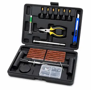 JORLANCAR 102 PCS Heavy Duty Tire Repair Kit, Universal Flat Tire Plug Patch Tool Set for Car Truck SUV Motorcycle ATV UTV RV Trailer, Emergency Roadside Kit with T-Handle Tools, Plugs, Pliers, Valve Stems & Carrying Case