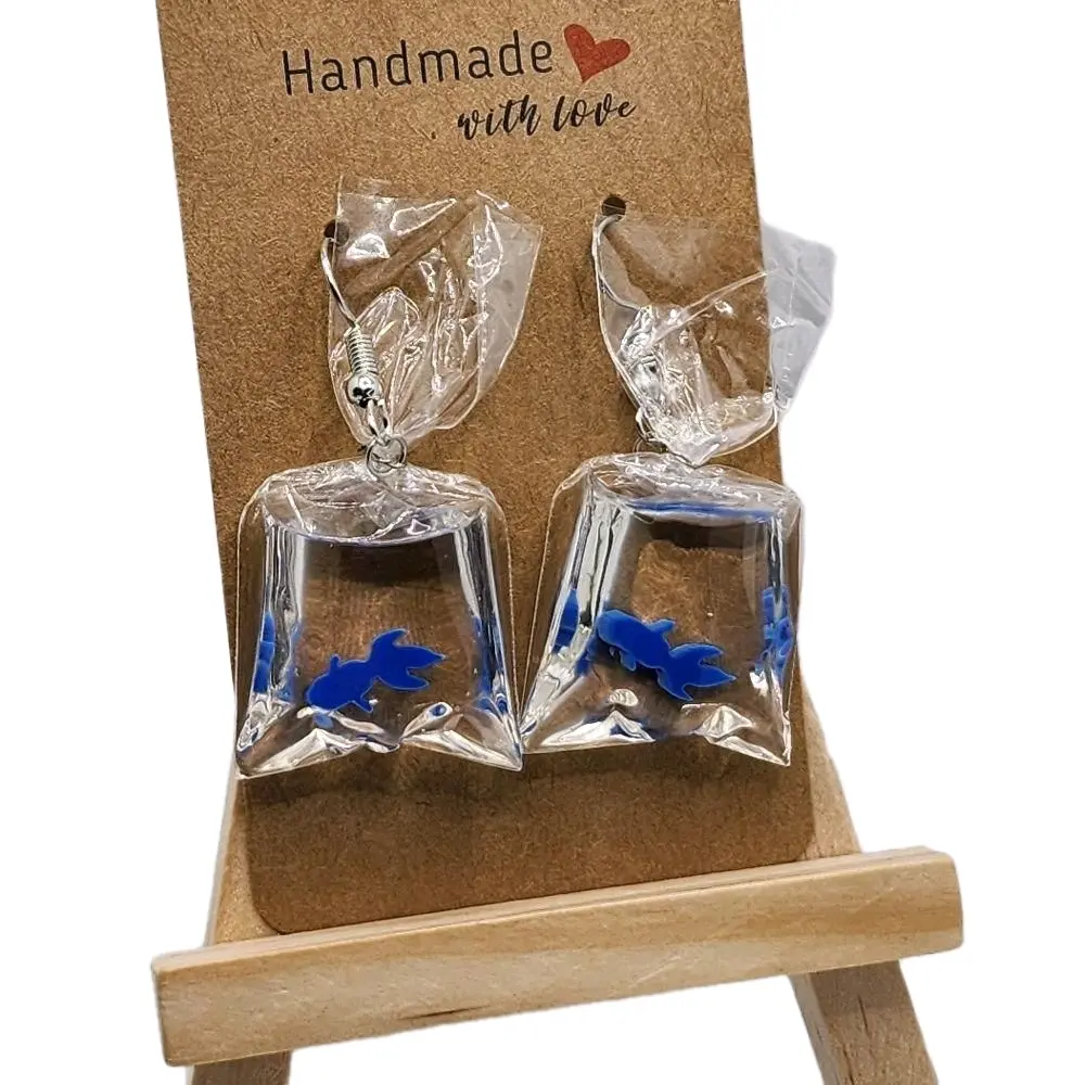 Unisex Realistic Animal Goldfish Bag Earrings, Compact & Comfortable Durable Accessory, Colorful Goldfish Hook, Beach Daily Wear, Choking Hazard Small Parts Note, Bag Of Goldfish