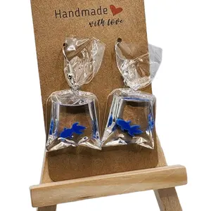 Realistic Bag of Goldfish Earrings for Unisex Mini Bag Design with Colorful Goldfish Hook Durable Comfortable Accessory