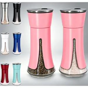 Pink Salt and Pepper Shakers Set with Adjustable Pour Holes, Refillable Spice Shakers for Kitchen, Dining Table, Restaurant, Camping & BBQ, Cute Pink Kitchen Decor Accessories