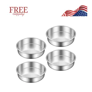 8 Inch Cake Pan Round - Set of 4 Stainless Steel
